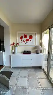 Uitbouw naar de tuin, in de woonkamer.