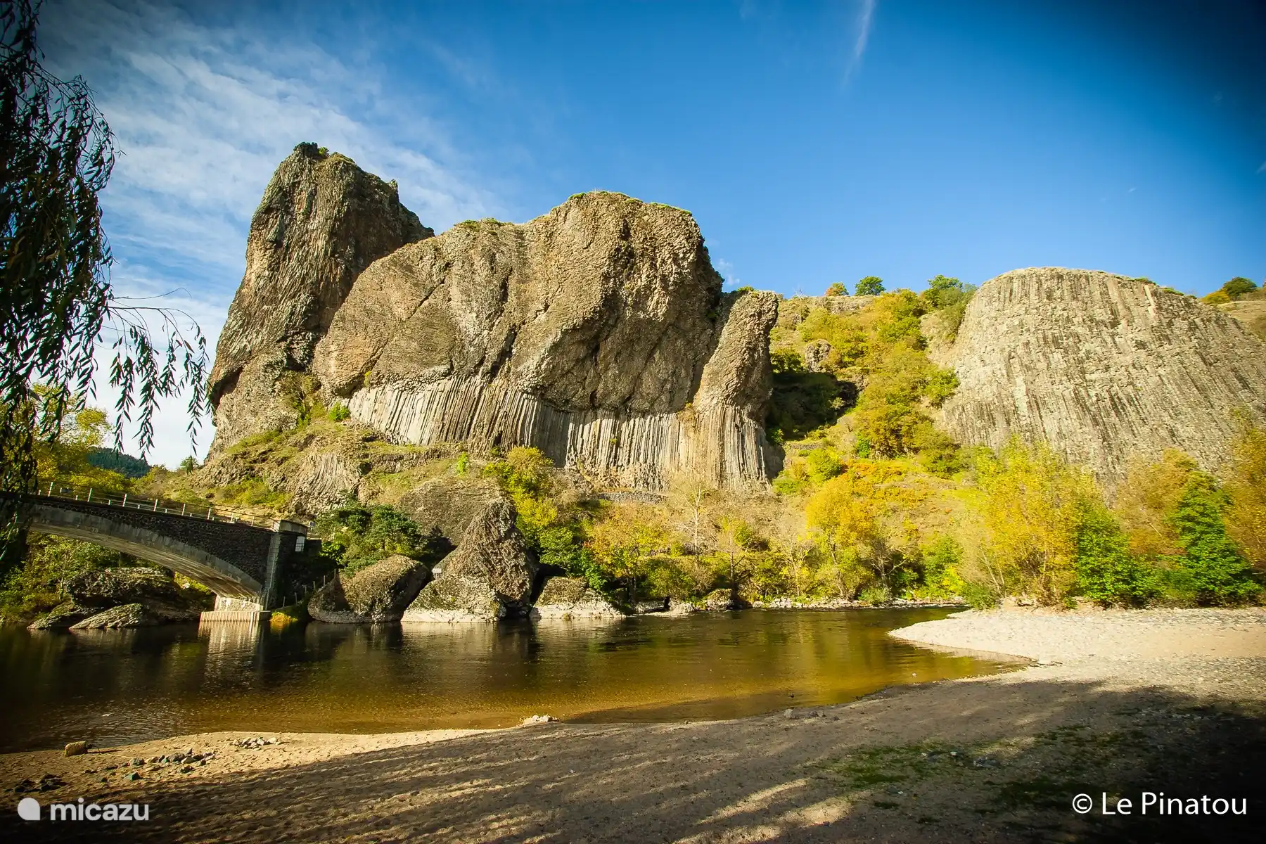 Swim in the river Allier and admire this lava formation.