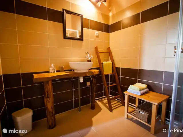 Location de Vacances France, Haute-Loire, Bellevue-la-Montagne, appartement - Le Pinatou La salle de bain avec chauffage au sol