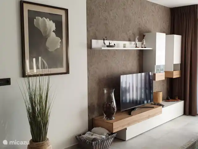 Location de Vacances Espagne, Costa Blanca, Guardamar del Segura, appartement - Casa Croes - Plage de l’Oasis XIII Salon avec smart TV et chromecast