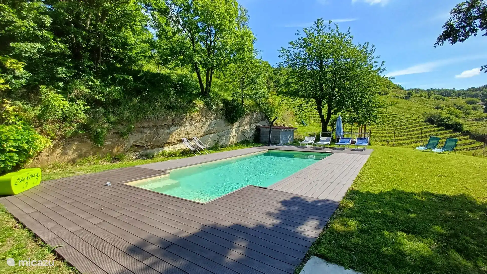 villa, Mombaldone, Piedmont, Italy - Stone house with pool on vineyards