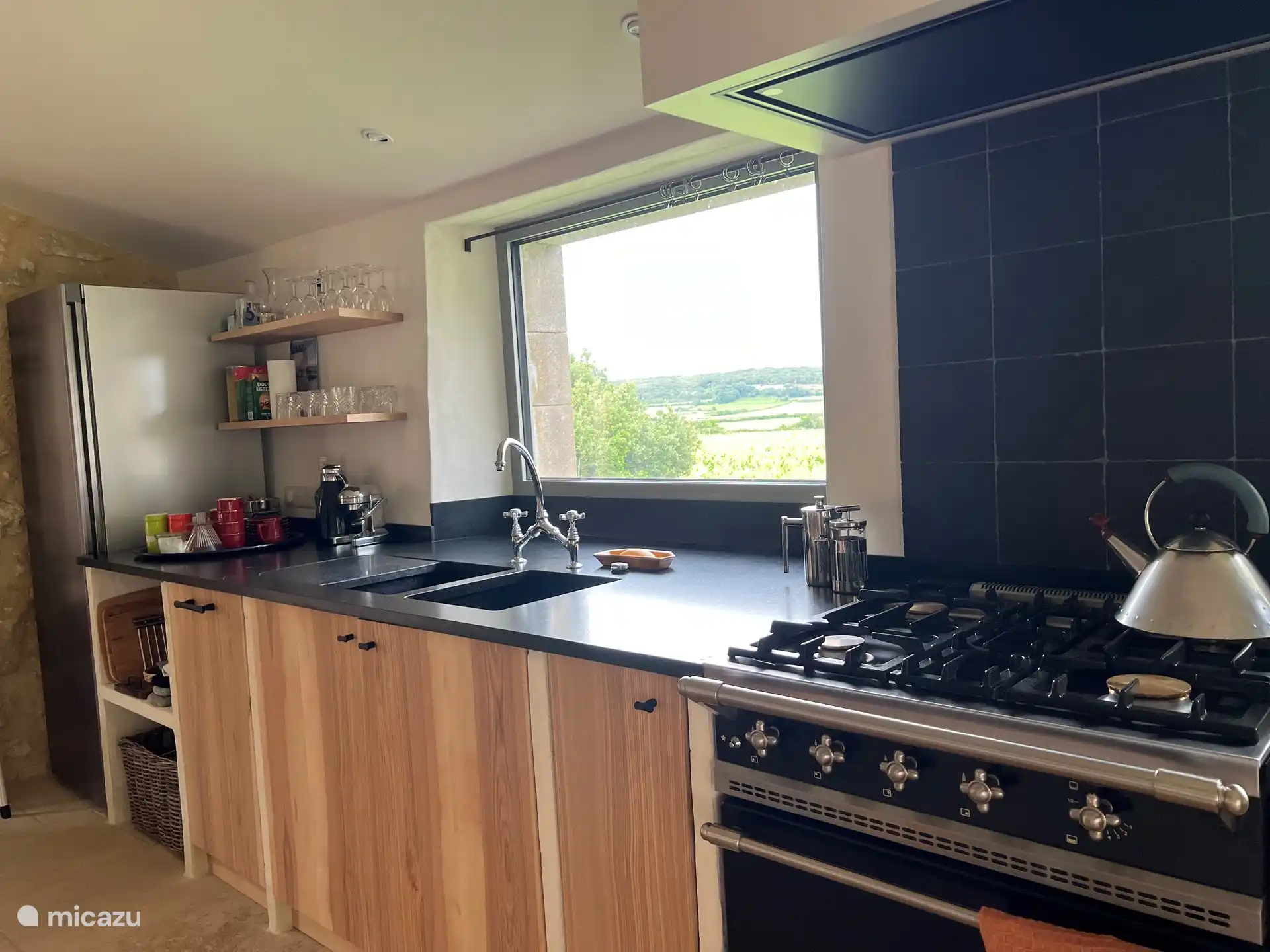 2 panoramische vensters kijken uit op de wijngaarden