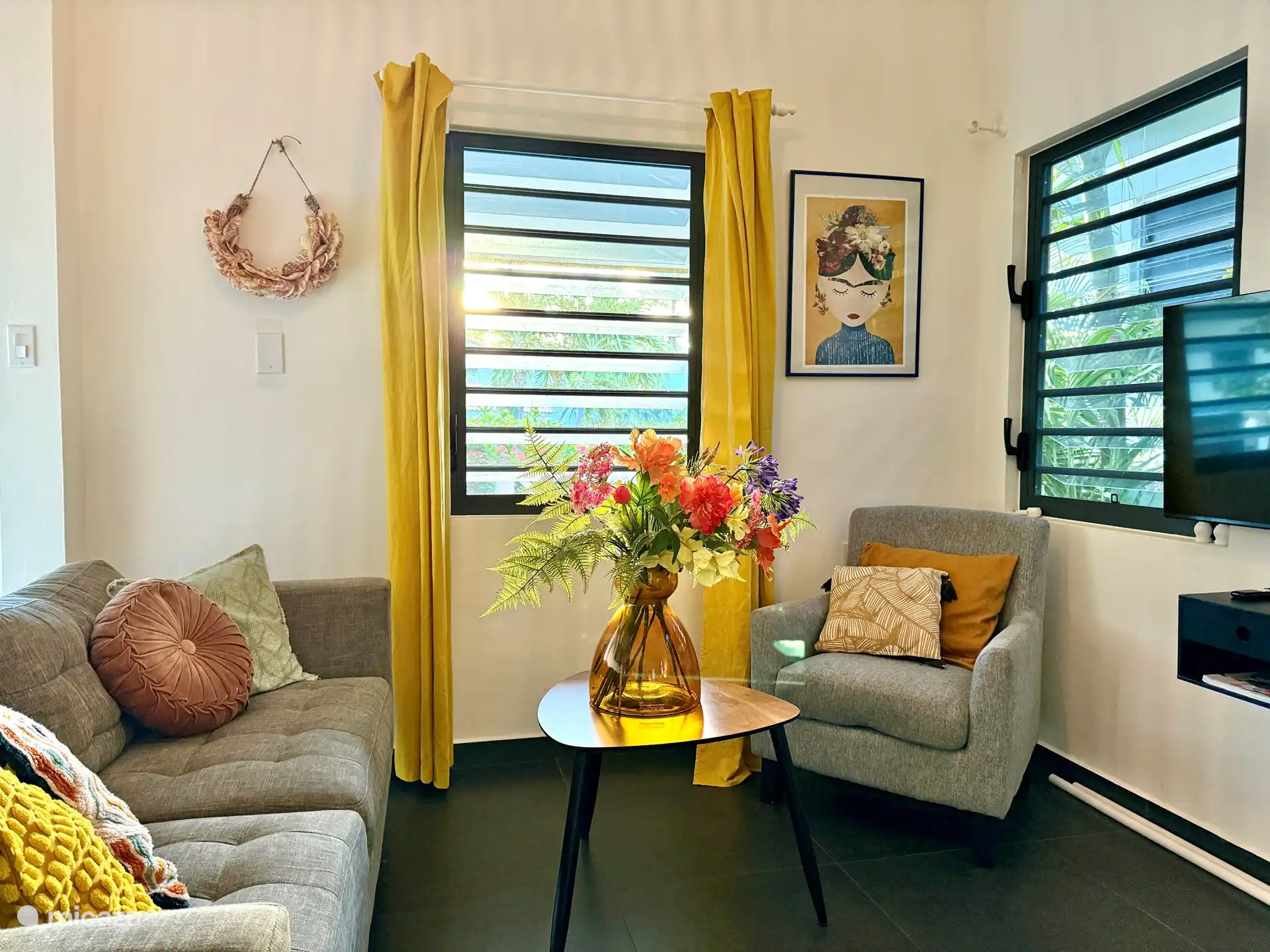 Living room with sofa and lounge chair