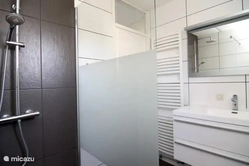 Badezimmer im Erdgeschoss mit Regendusche.