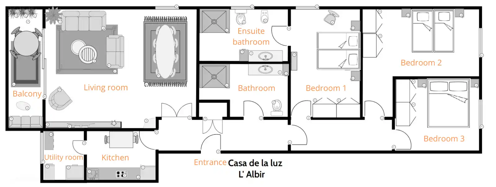 Grundriss der Wohnung. Bitte beachten Sie: Das Layout kann von der tatsächlichen Situation abweichen.