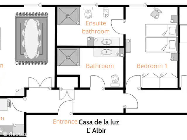 Plage de 400m + terrain de padel + 2 piscines | Espagne, Costa Blanca, Albir - appartement Plan de l’appartement. Attention : la disposition peut différer de la situation réelle.