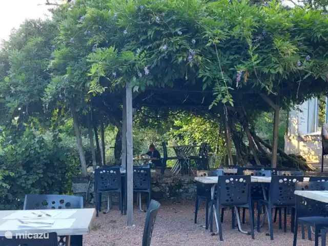 Château le Verdoyer  en Francia, Dordoña, Champs-Romain - mobil home / caravana Jardín al aire libre restaurante castillo