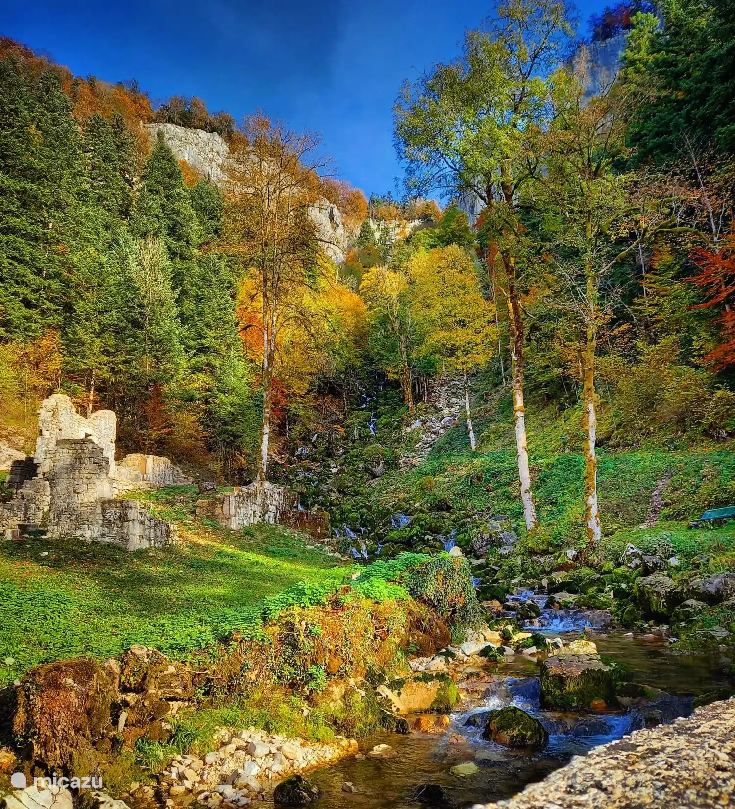 La Cascade, de waterval, aa, het einde van het dorp