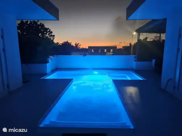 Curaçaovilla de rêve | Curaçao, Banda Ariba (est), Jan Thiel - villa Piscine le soir