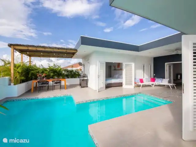 Curaçaovilla de rêve | Curaçao, Banda Ariba (est), Jan Thiel - villa Terrasse pendant la journée