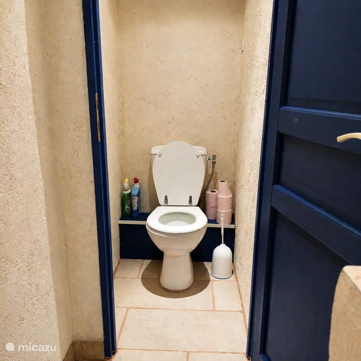 The bathroom is also equipped with a toilet.