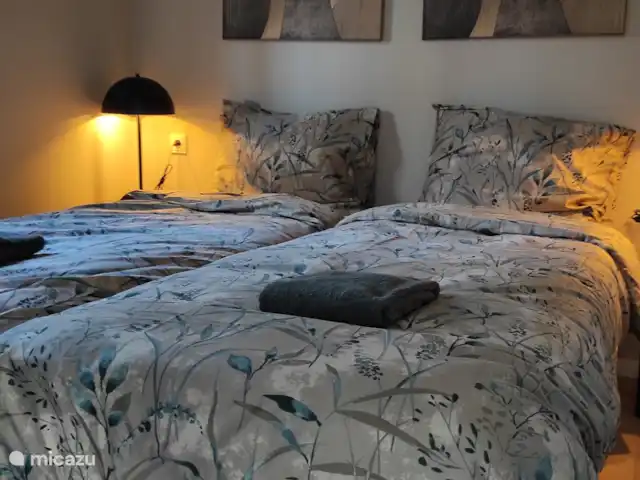 Casa Bosrust : naturellement confortable | Pays-Bas, Overijssel, Haarle - chalet Salon 1 avec lits confortables et literie de luxe saphim
