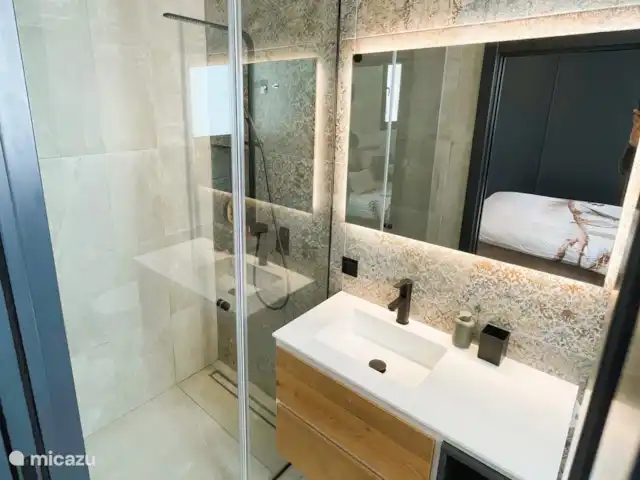 Casa Vista Mar piscine privée et ascenseur | Espagne, Costa Blanca, Rojales - appartement Belle salle de bain moderne avec éclairage LED. douche spacieuse, lavabo et toilettes