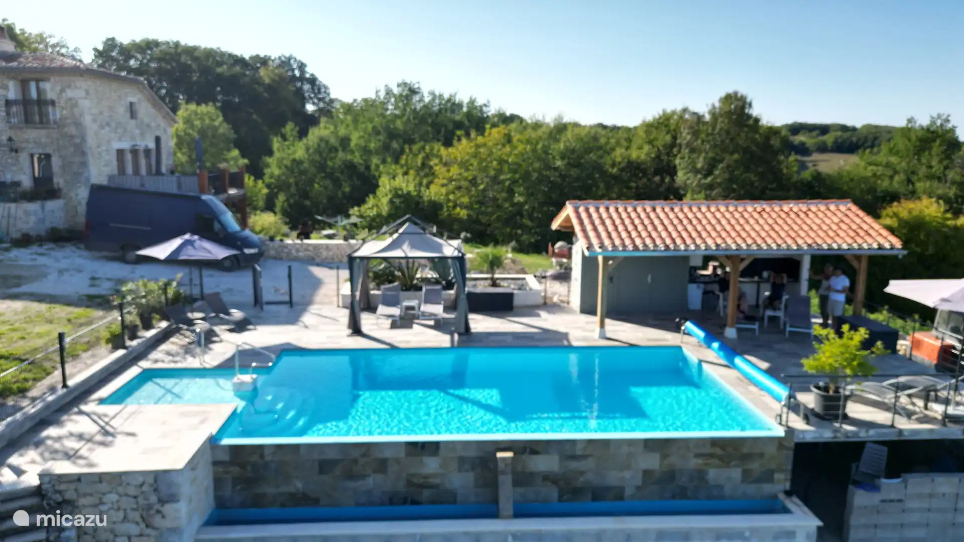 Infinity pool with pool house