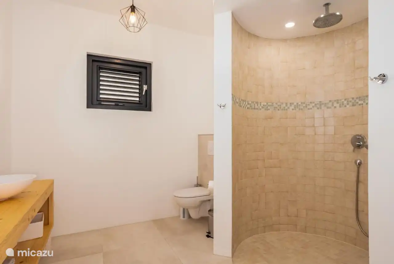 Ensuite badkamer bij de master bedroom met regendouche