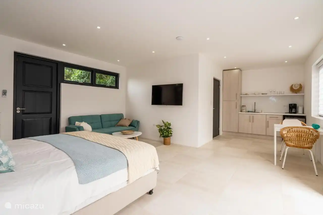 Slaapkamer 4 op de begane grond, met eigen keukentje en ensuite badkamer. 