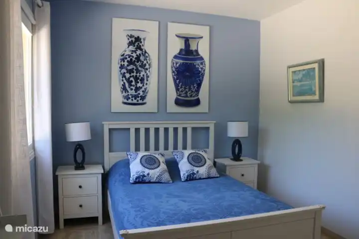 bedroom blue with ensuite bathroom