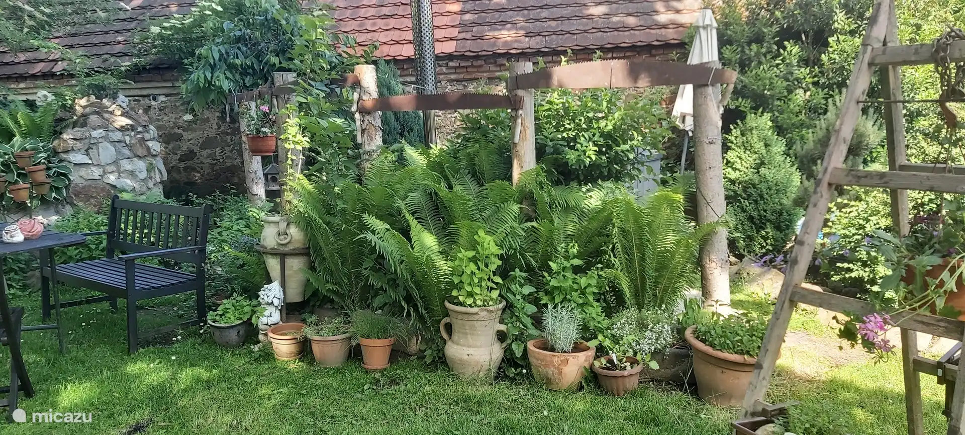 Corner by the hot tub