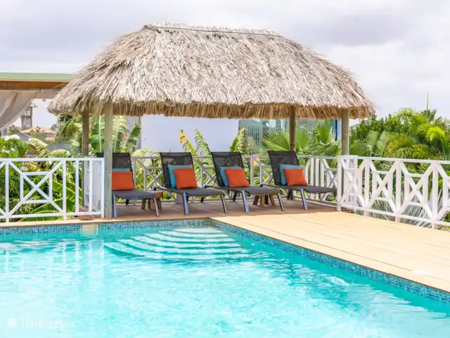 Villa Toucan Curacao huren in Curaçao, Banda Ariba (oost), Jan Thiel - villa Aan het zwembad onder palapa