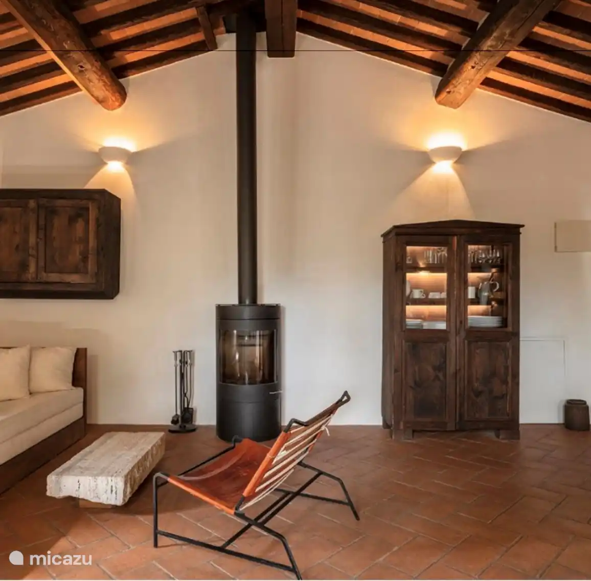 a wood-burning stove for the chilly days