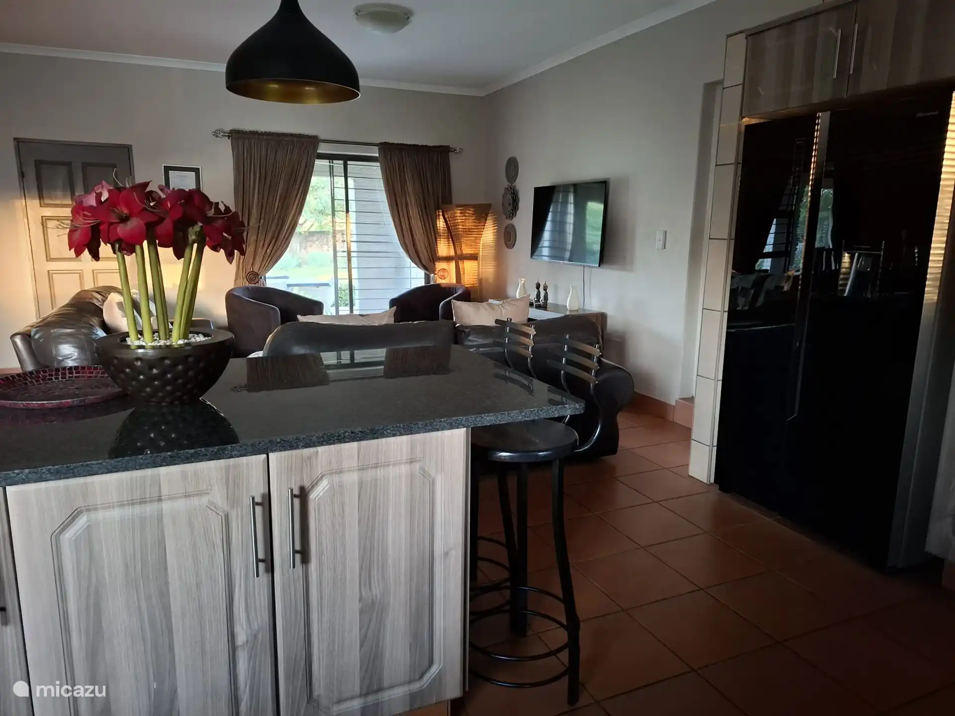 View of living room from the kitchen.
