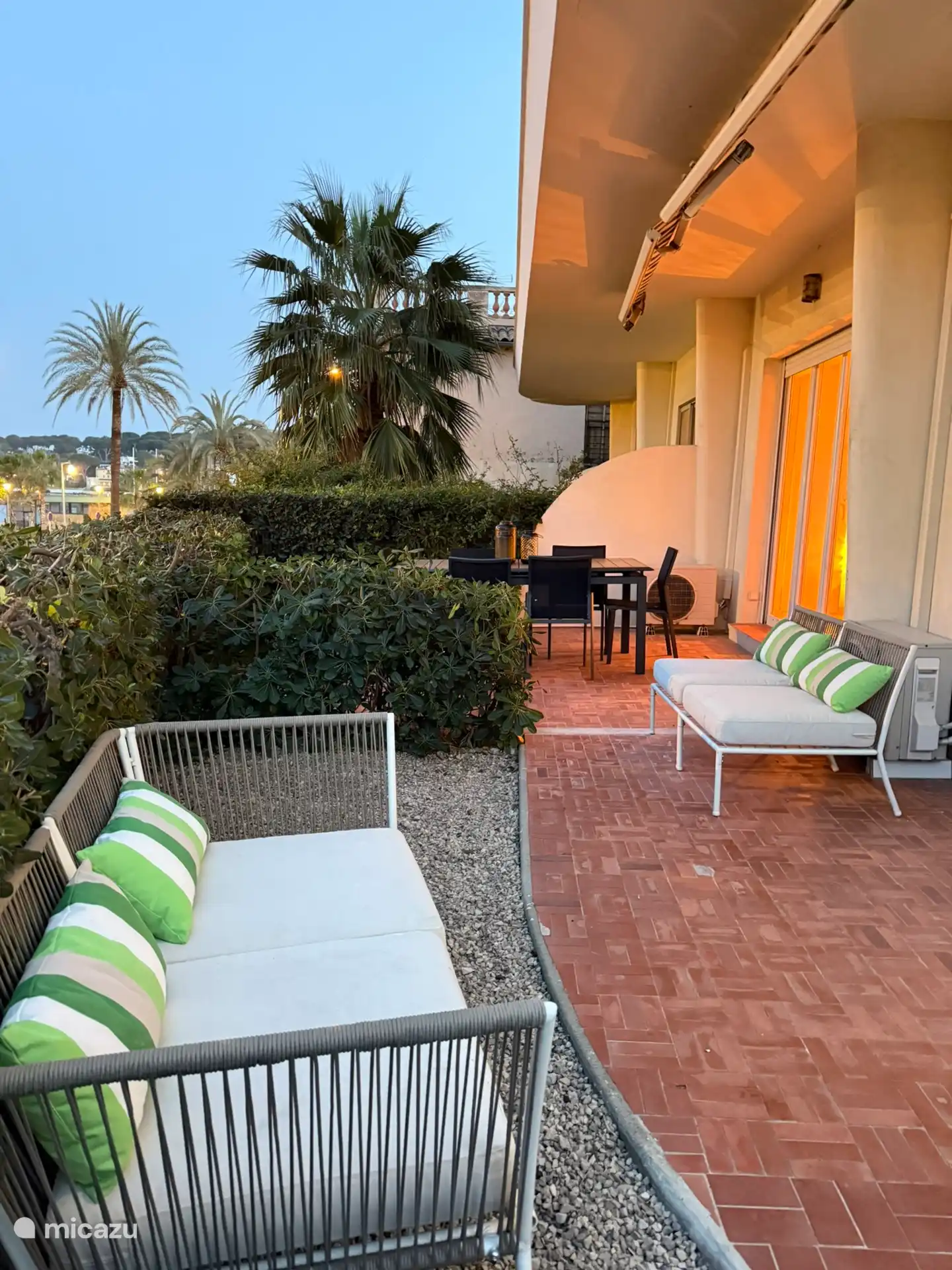 garden with seating areas