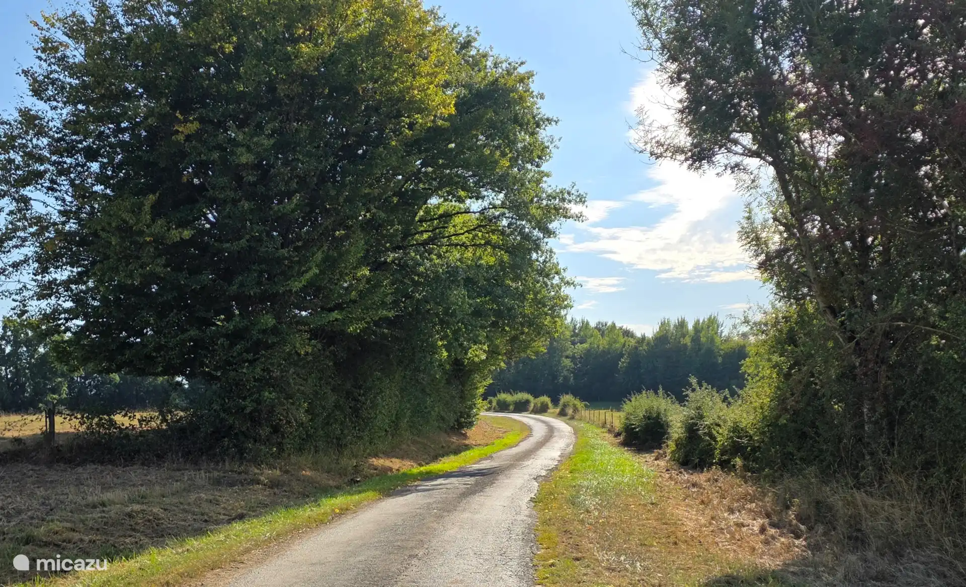 Heerlijk wandelen, het weggetje vanaf het terrein, hier loop je verder de heuvel op met prachtige vergezichten.