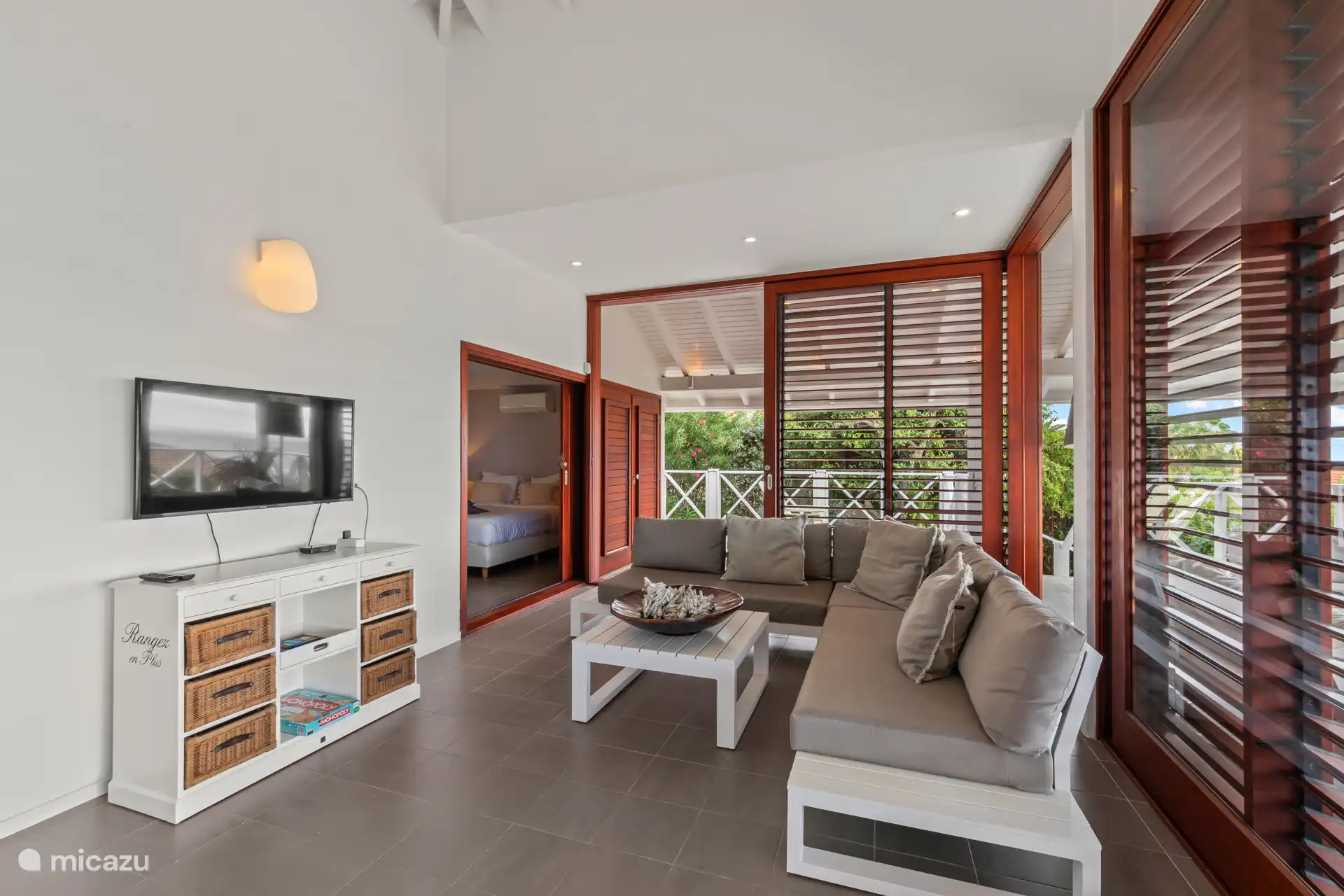 Cozy living room with sitting area and dining table