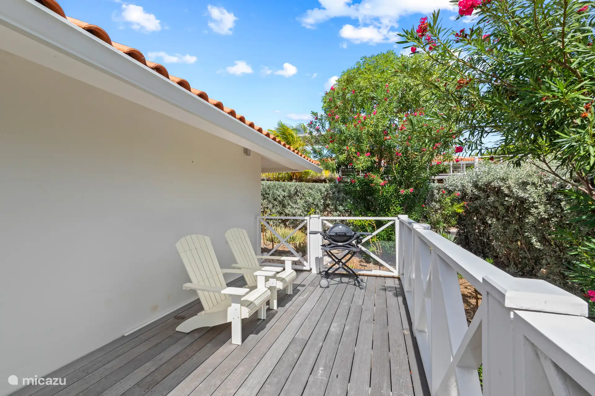 Side of the house with terrace and barbecue