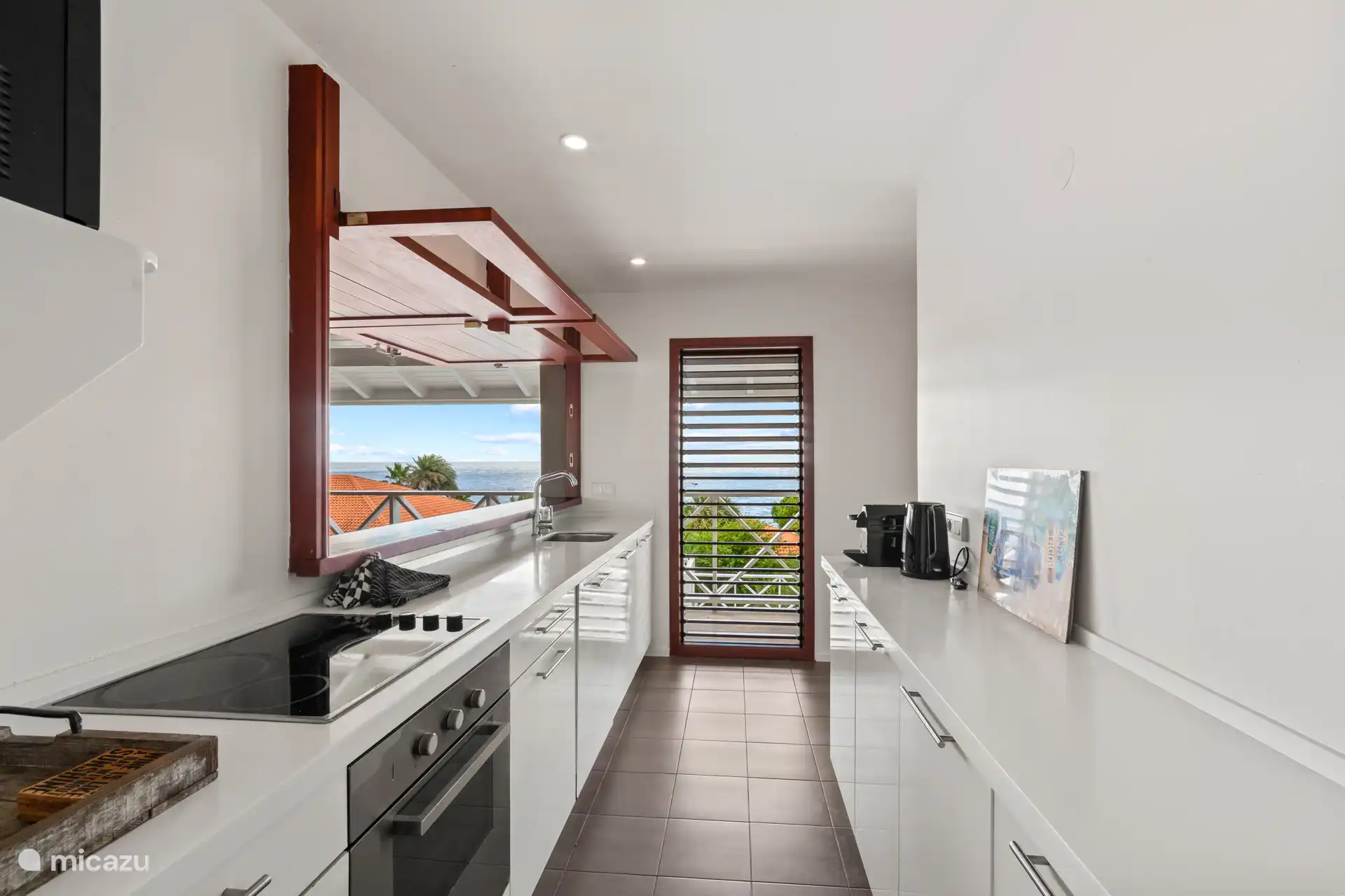 Open kitchen with sea views