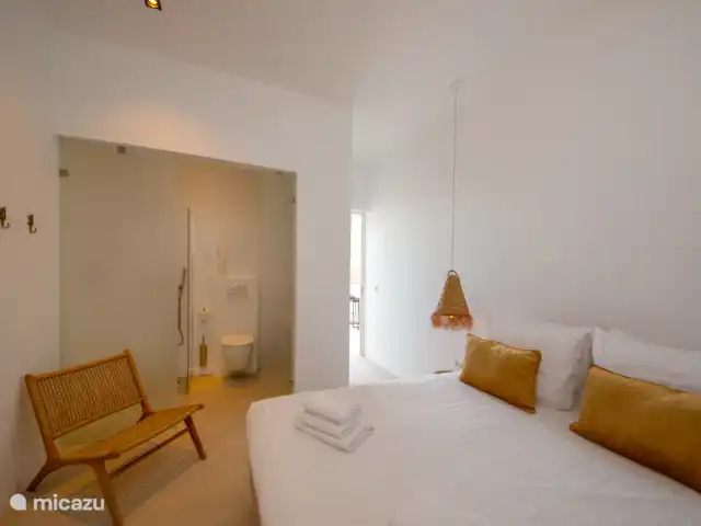 Luz del Agua (50m2) huren in Curaçao, Banda Ariba (oost), Jan Thiel - appartement Badkamer en-suite met regendouche, toilet en wastafel