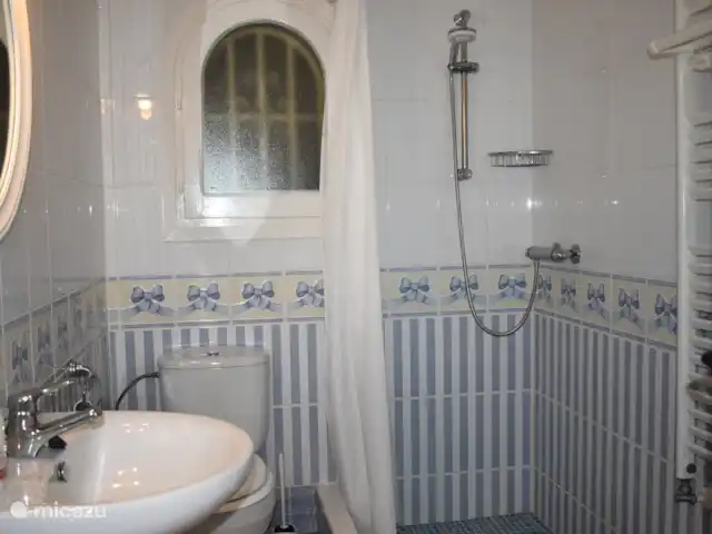 Villa Sin Prisa | Espagne, Costa Blanca, Benissa - villa Cette salle de bain à l’étage inférieur offre une douche, des toilettes, un lavabo et un sèche-cheveux, parfait pour les chambres de cet étage.