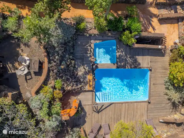 Wandelen, Spanje, La Palma, El Paso, gîte / cottage Hacienda La Centenaria Zwembad