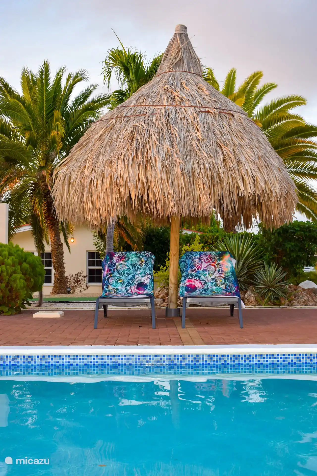 muchas tumbonas para llegar a la piscina