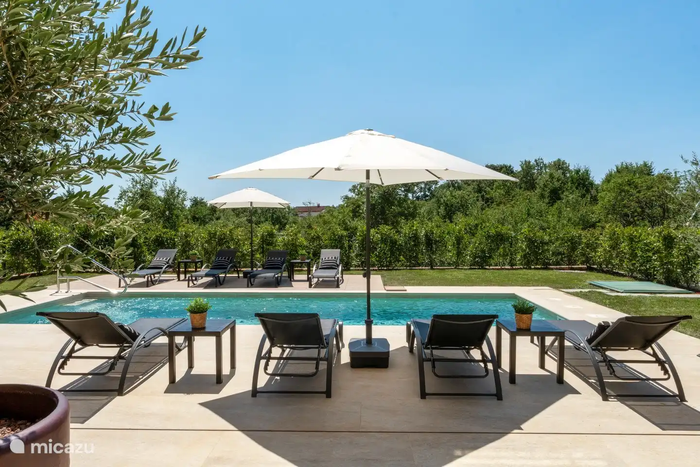 Sonnenliegen am Pool