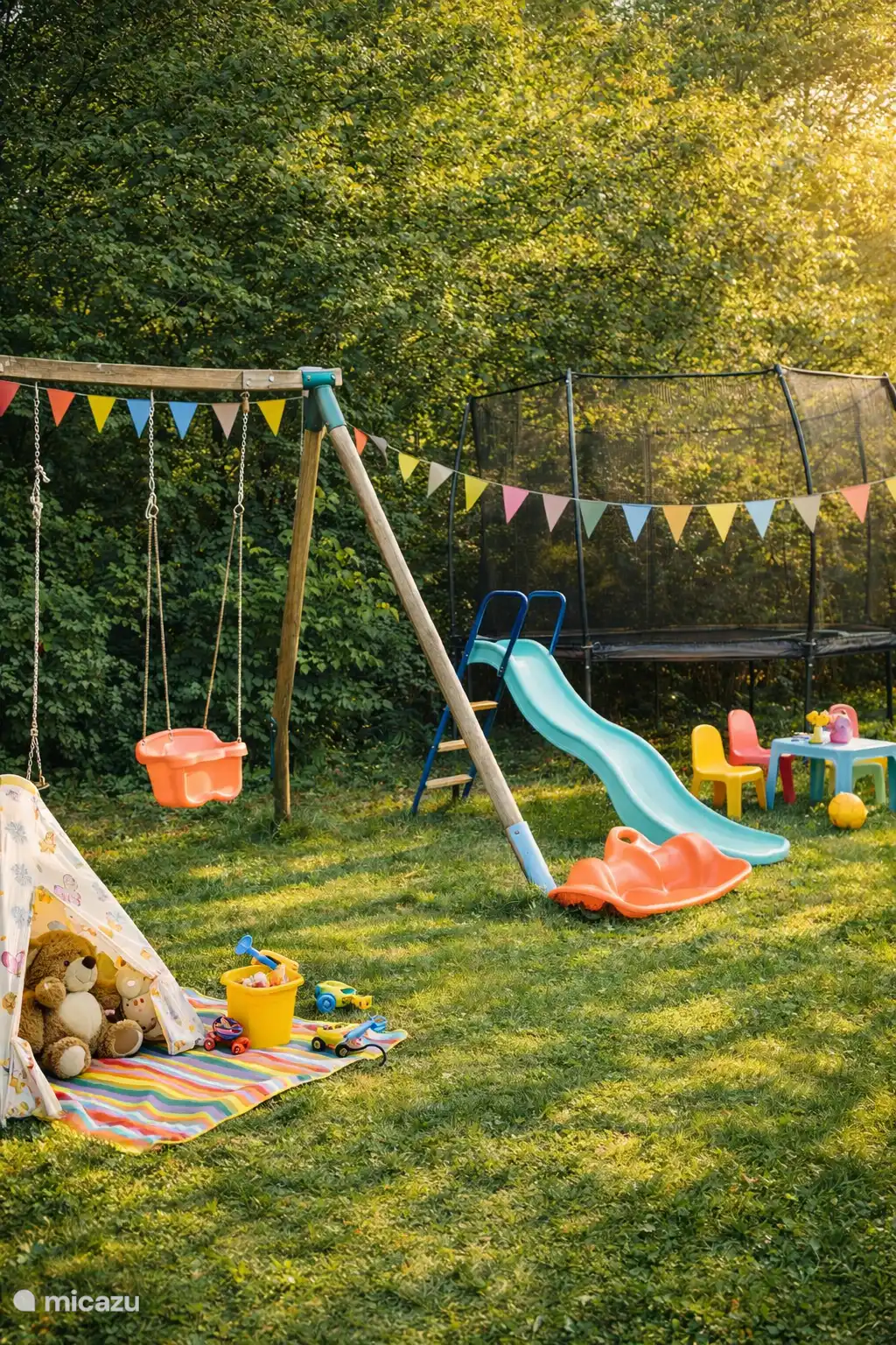 Schommelen en springen.