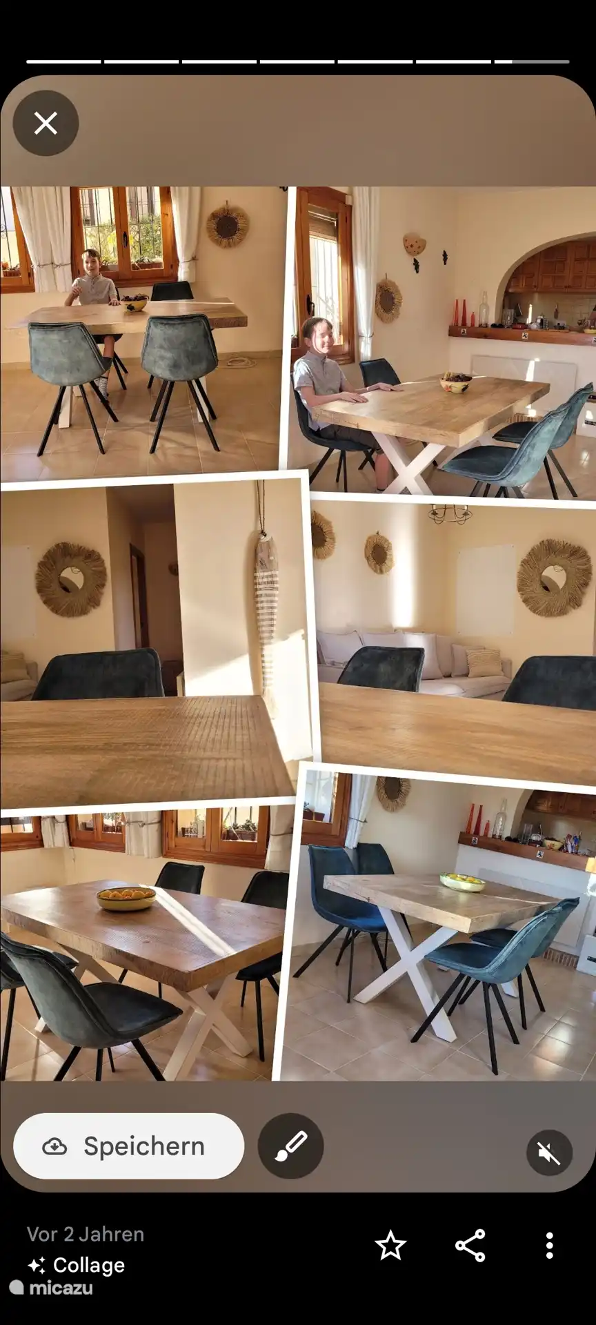 Disfrute de las comidas en el área Es en esta hermosa mesa de madera de mango