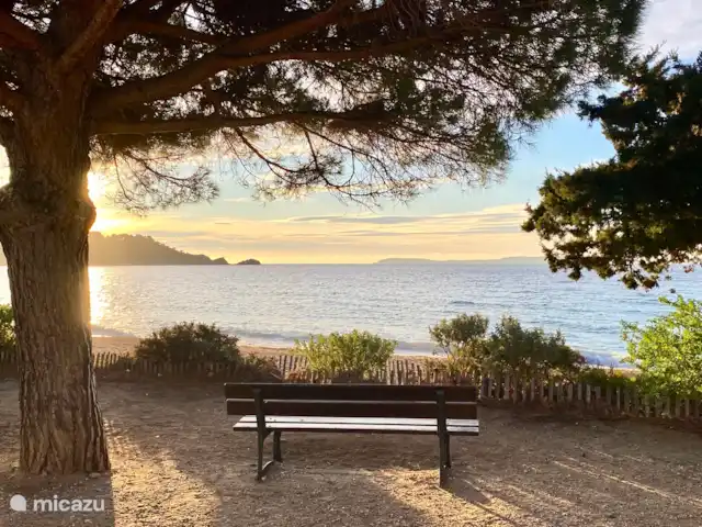 Location de Vacances France, Côte d'Azur, Gassin, chalet - Le Clochard Un beau banc au lever du soleil au Cavaliere