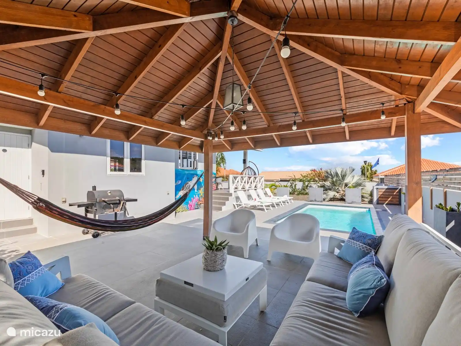 Wonderfully spacious palap with hammock and lounge sofa