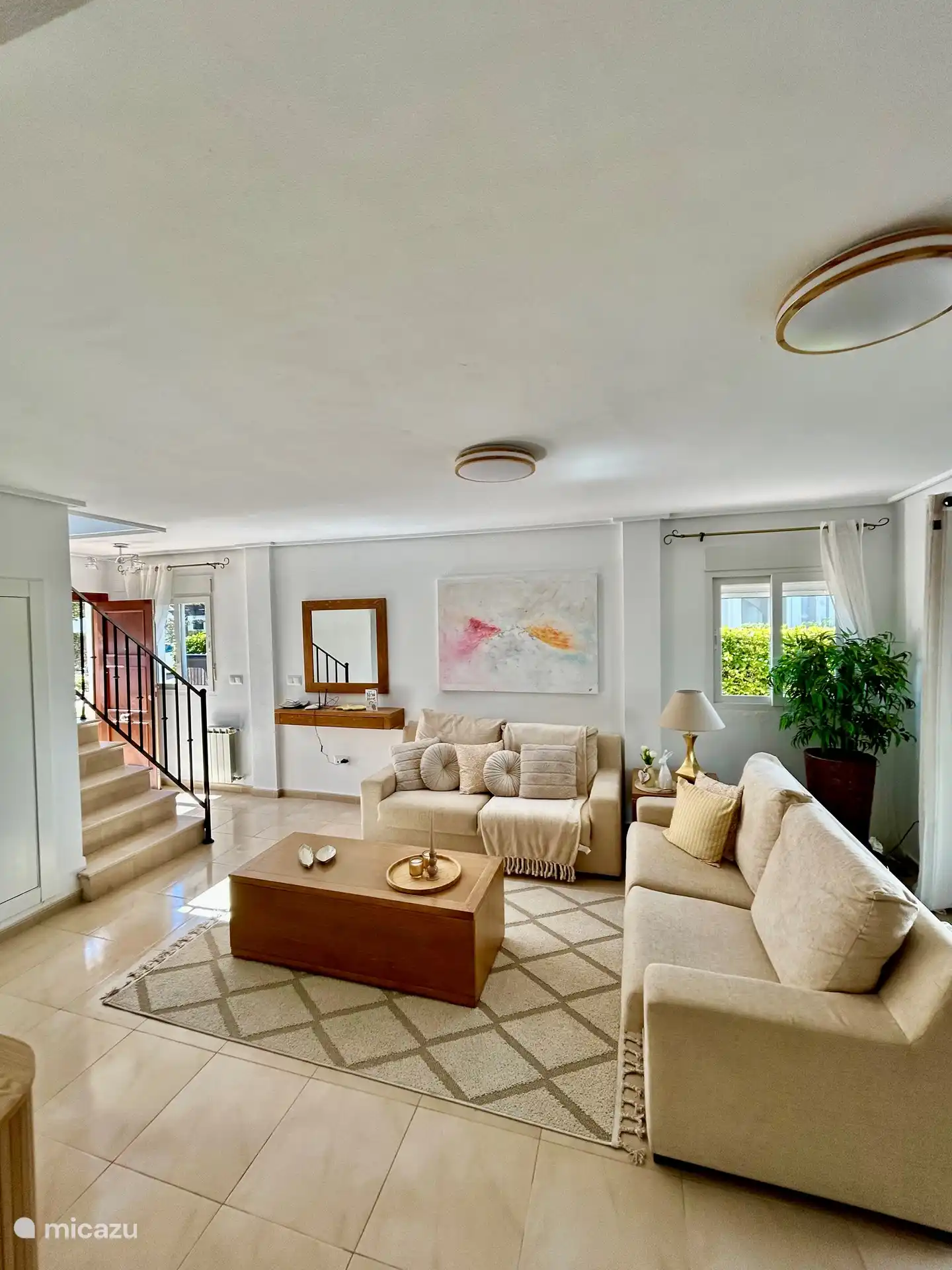 Lots of sunlight. All windows have shutters.