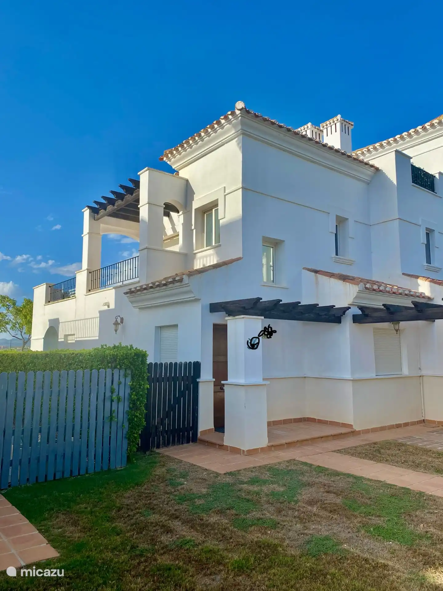 The front view of our house. The house has a private parking space. 