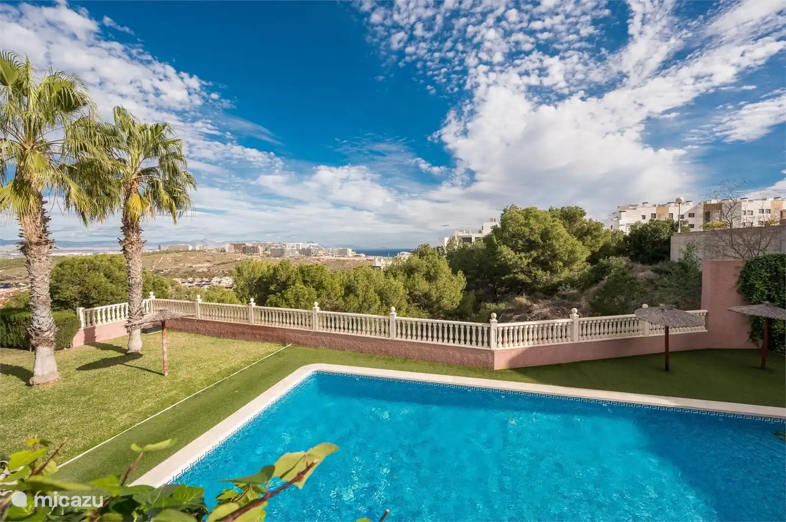 The swimming pool with beautiful views of the sea and the Clot de Galvany nature reserve