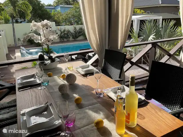 Villa Soleil  | Curaçao, Banda Ariba (est), Montaña Abou - villa La salle à manger donne sur la piscine