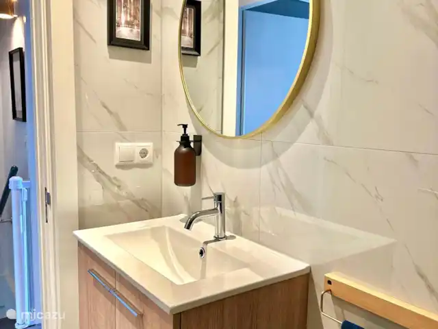 6p. Boshuis *Jacuzzi*De Groene Specht | Pays-Bas, Gueldre, Ewijk - maison de vacances Toilettes avec lavabo à l’étage
