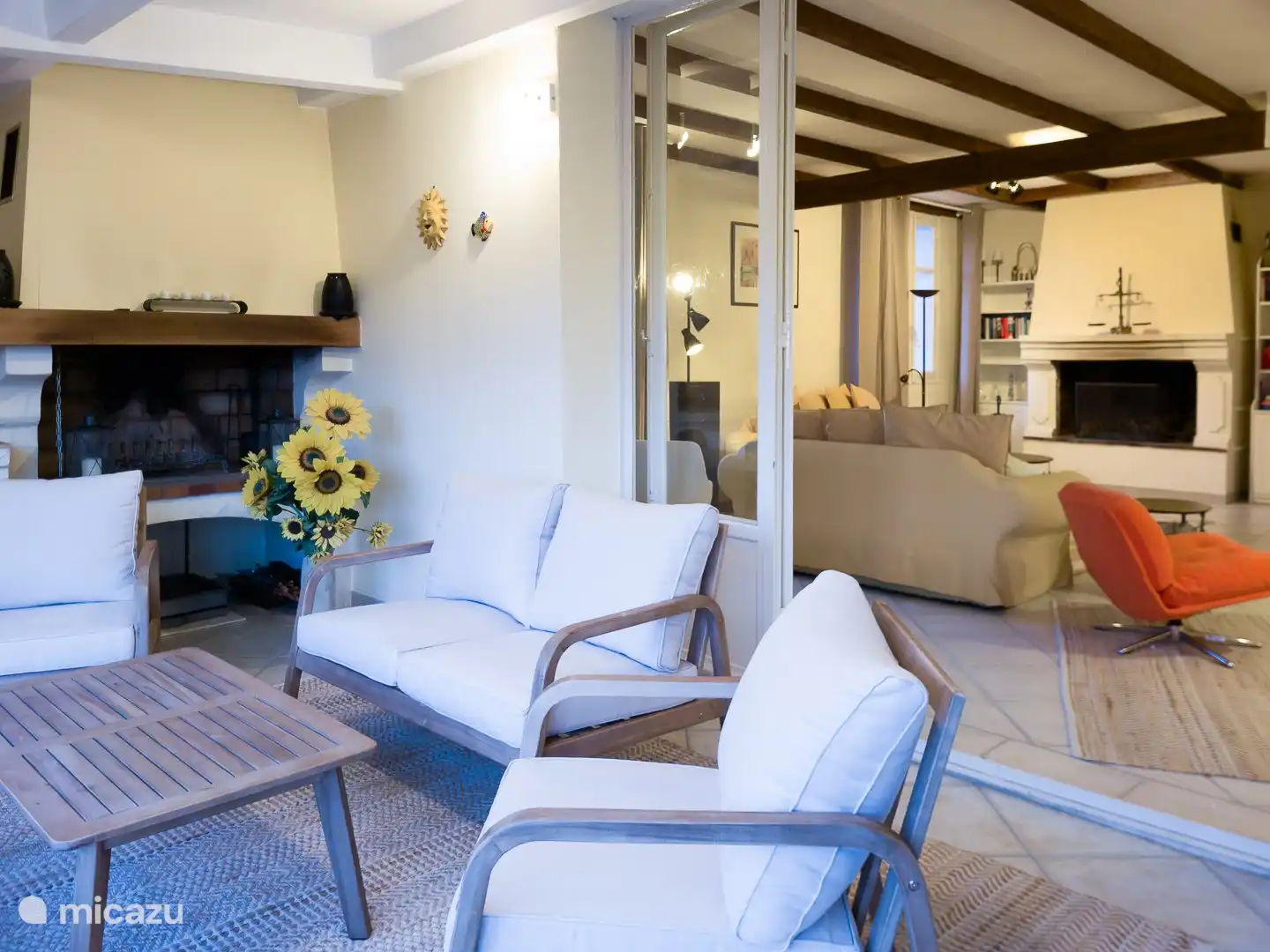 The veranda has patio doors to the living room