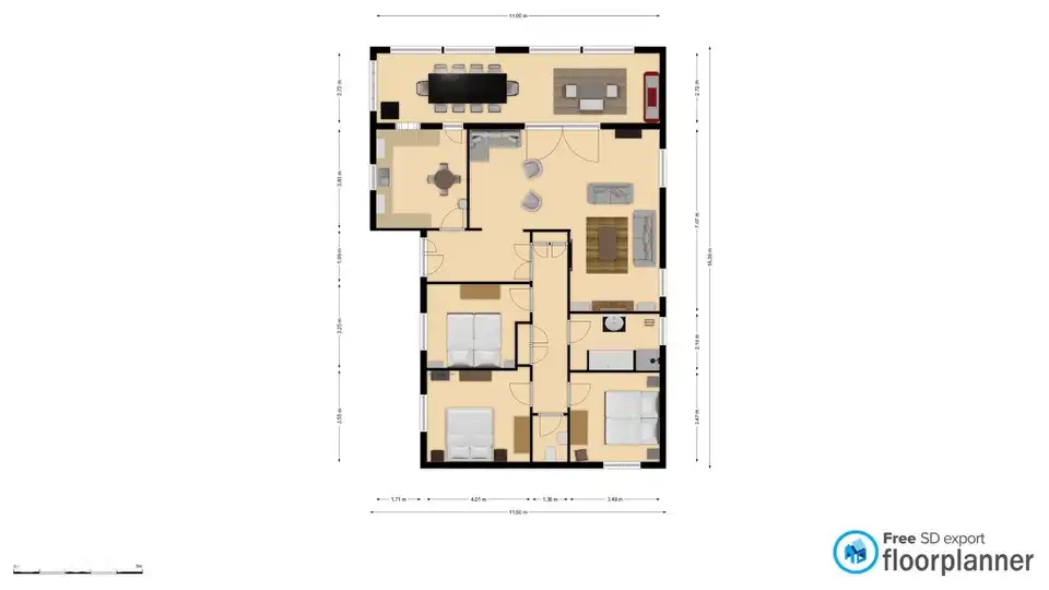 floor plan of Villa Christine. 160m2