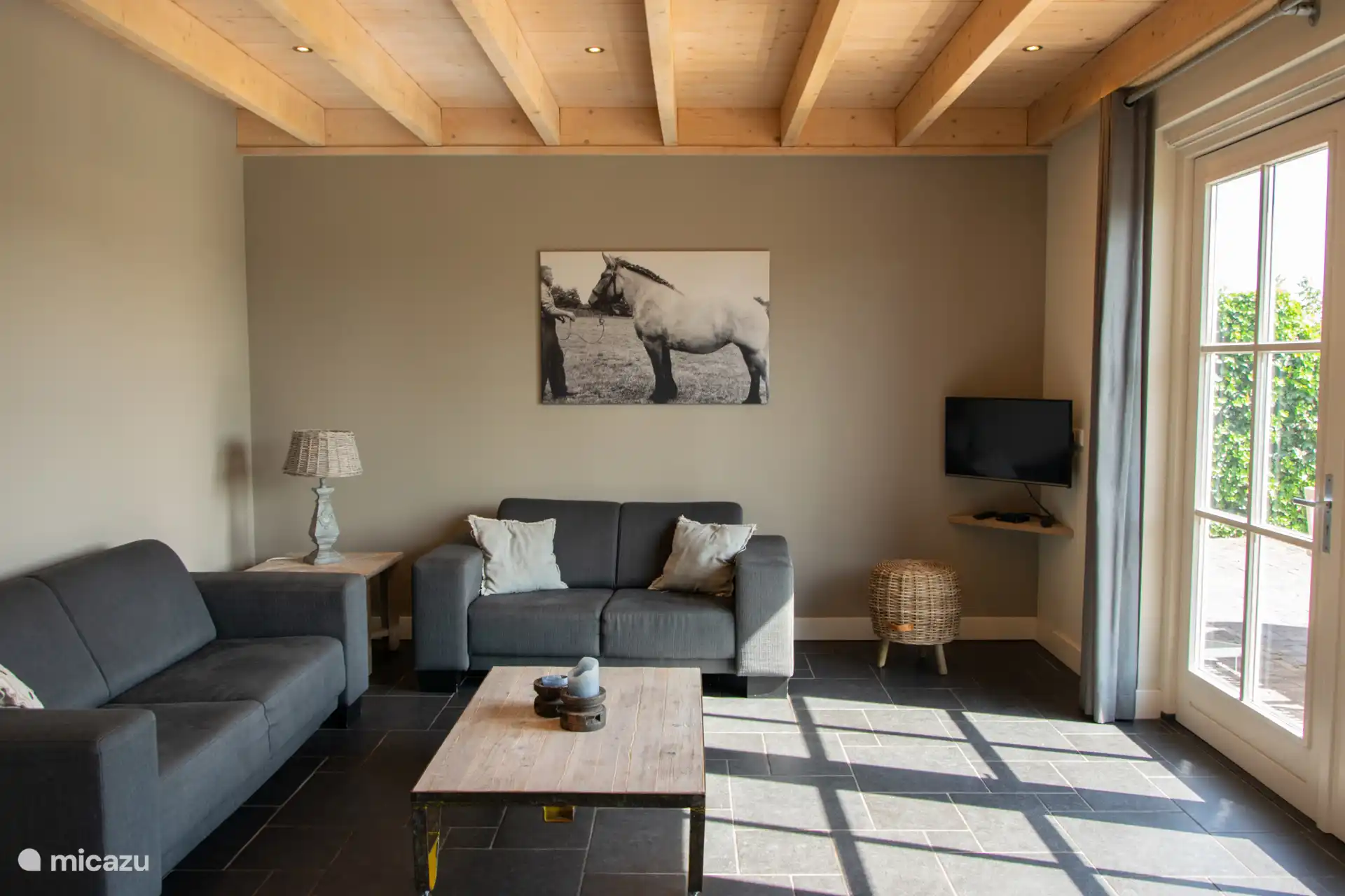 De Peelrand: Wohnzimmer mit 2x Terrassentüren zur Terrasse