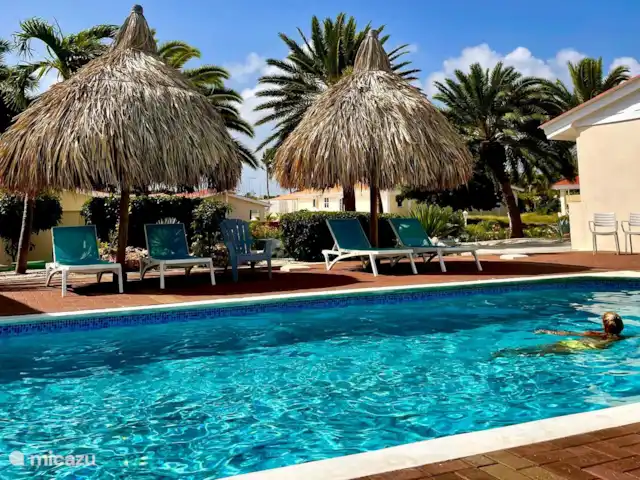 Casa Cees huren in Curaçao, Banda Ariba (oost), Santa Catharina - vakantiehuis Zwembad met palapa's.
