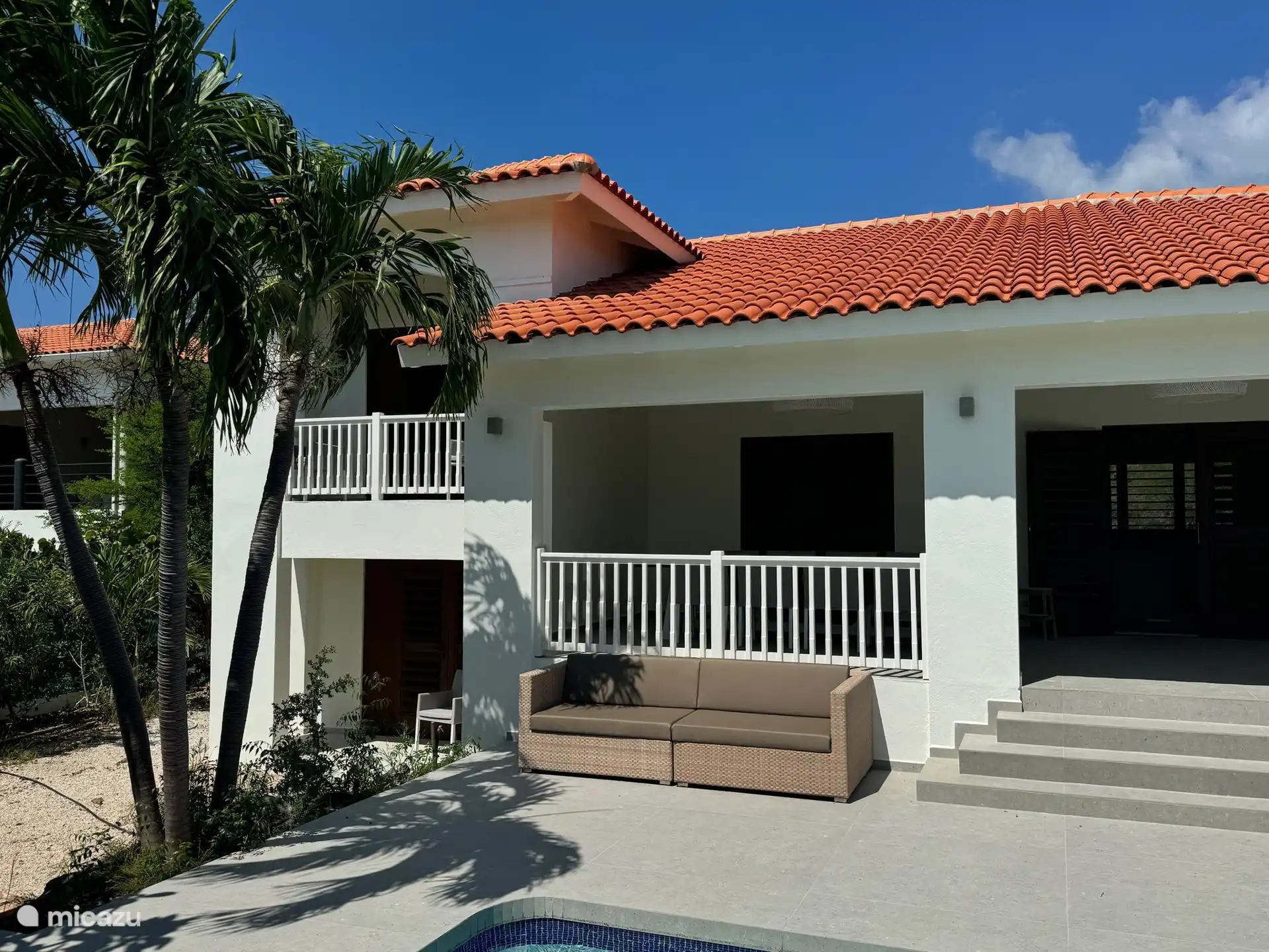 Looking at the veranda from the pool platform