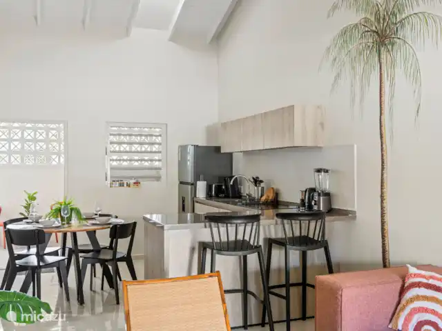 Bunita den Bario Apartments - A | Curaçao, Curaçao-Centre, Willemstad - maison de vacances Cuisine de luxe avec tout ce dont vous avez besoin : réfrigérateur, plaque à induction, four, lave-vaisselle, cafetière, mixeur, grille-pain, vaisselle, ustensiles de cuisine, casseroles et poêles, produits de nettoyage et serviettes et torchons